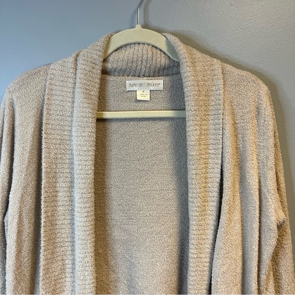 Barefoot Dreams Taupe Long Sleeve CozyChic Lite Circle Lounge Cardigan Sz M EUC - Picture 5 of 12